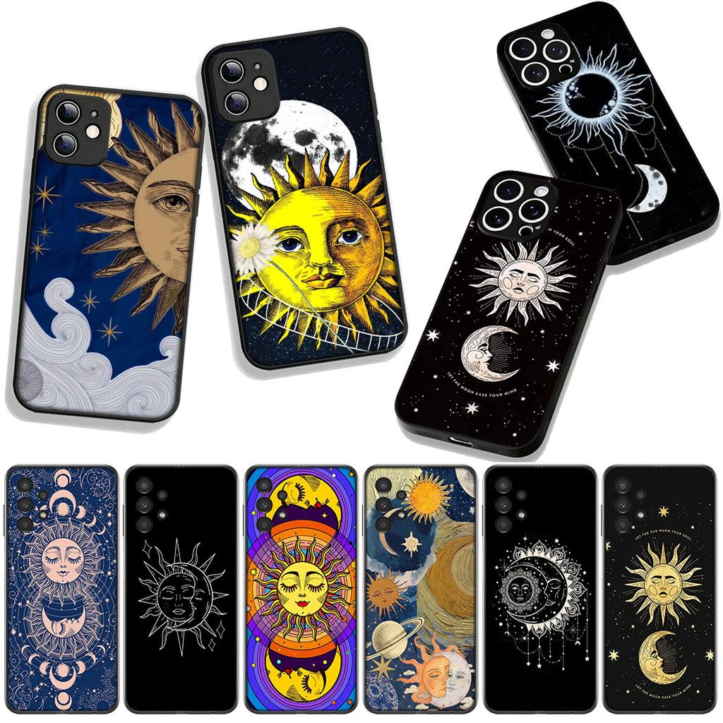 For OPPO A54 A40 A60 A80 A18 A16 A17 A38 A78 A79 A57 A55 A96 A15 A12 Phone Cover Case Funny Sun Moon Face Casing