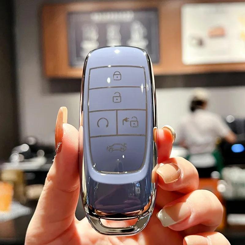 

TPU Car Key Cover Smart Remote Control Fobs Case Protector Bag Keychain Holder Auto Accessories For GAC Trumpchi Aion S Y V iA5 сірий