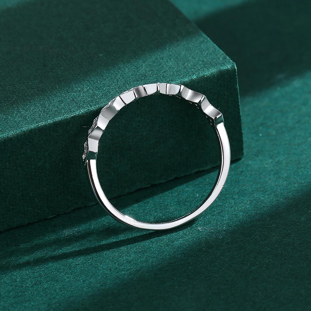 Trend Heart Shaped Diamond Single Row Couple Ring For Women Zircon Real S925 Silver Christmas Engagement Gift Jewelry