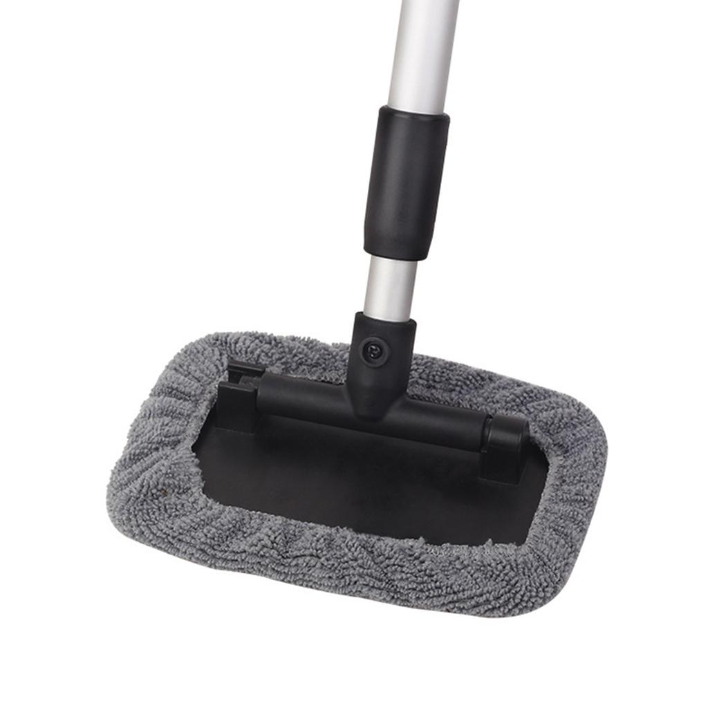 Telescopic Windshield Cleaning Tool With Aluminum Handle and Reusable Pad Cleaner Brush For Car Owners Enthusiasts