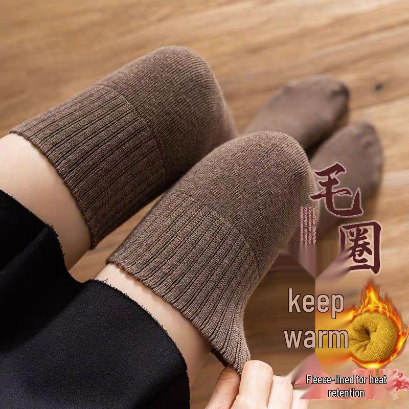 Women's Warm Fleece-Lined Over-the-Knee Socks - Thick, Non-Slip, Autumn & Winter Styles