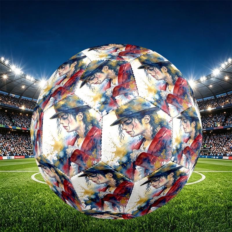 Michael Jackson Print Size 5 Soccer Ball, PU Wear Resistant Football for Match Training and Daily Practice, Birthday Gift for Soccer Fans