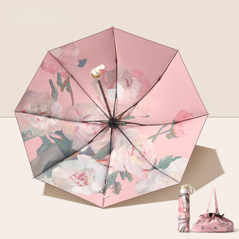 Double Layer Black Rubber Sunshade for Both Rain and Sunshine Foldable Sun Umbrella for Sun Protection and UV Protection