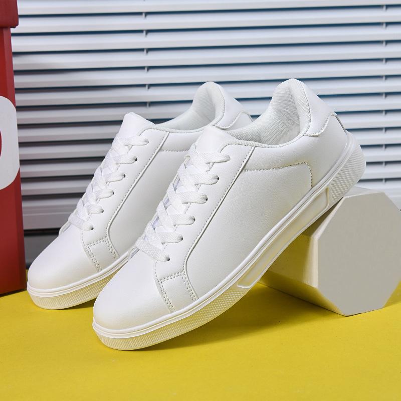 Large Size White Shoes, the Same for Men and Women, Spring and Autumn Leather Waterproof Casual Sports Shoes, Youth Casual Board Shoes