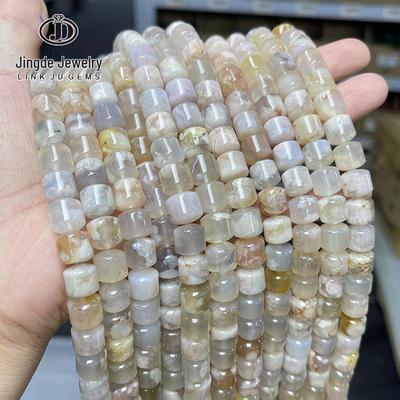 Perle di Agata Fiore di Ciliegio: Perline Naturali Cilindriche da 8-10mm per Accessori di Gioielli Fai da Te