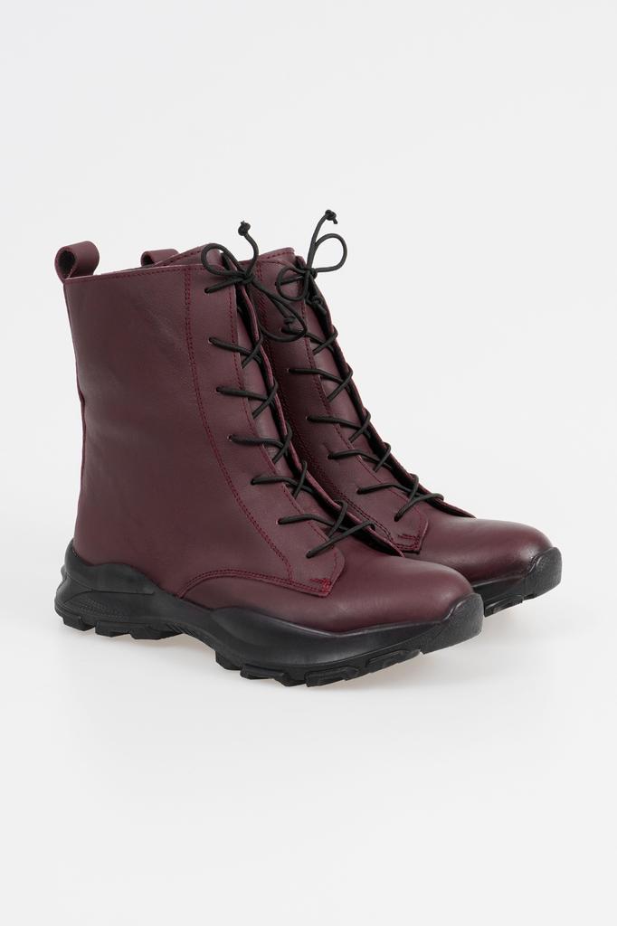 Callizio Genuine Leather Women's Lace Up Winter Boots with Non