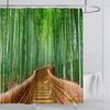 Modern 3D Printing Forest Refreshing Scenery Shower Curtain Waterproof Landscape Green Plant Mountain With Hooks Bathroom Decor