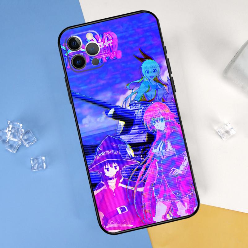 Vaporwave Glitch Anime Phone Case For iPhone 16 Pro Max 13 12 Mini 11 14 15 Pro Max XR 16 15 Plus 16e Cover Shell