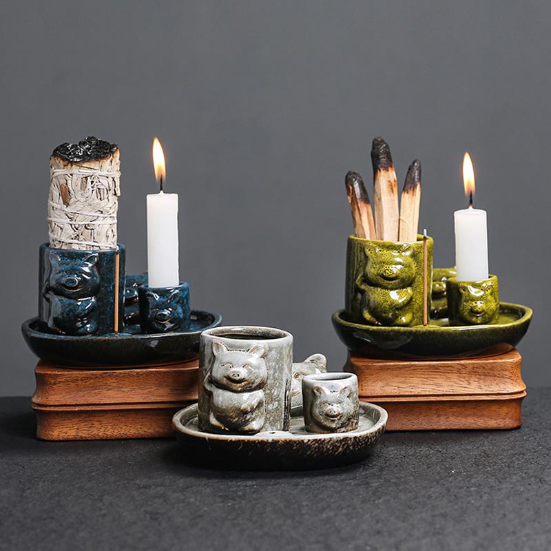 1PC Burner Home Decoration Ceramic For Meditation Piggy Shapes Meditation Sage Holder Living Room Multiple Options Available