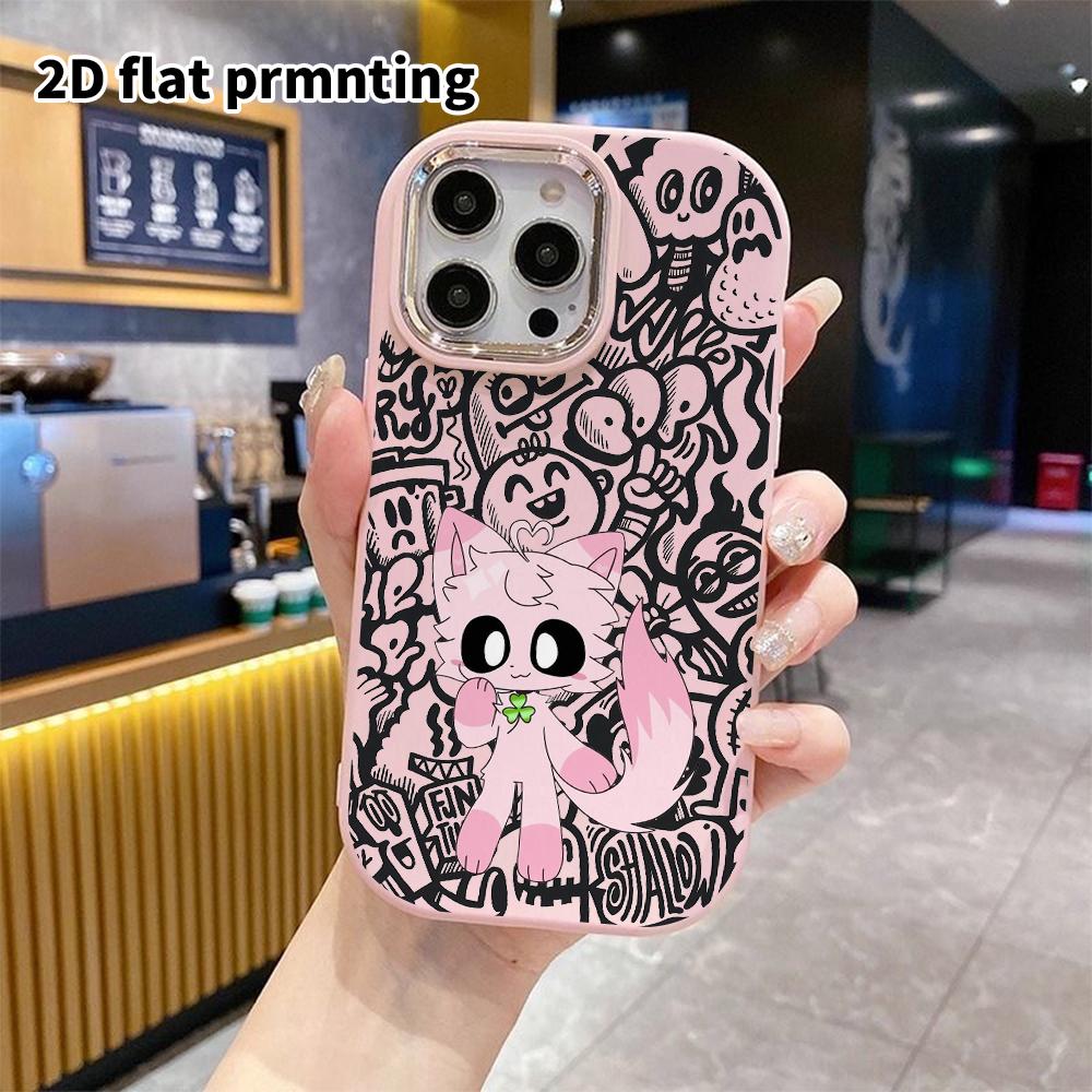 Phone case: 2D flat design suitable for iPhone 18 17 16 15 14 13 Pro protective case, couple style, pink fox, Christmas and Halloween gift