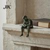 Mantelpiece Display Items Ancient Greek Warrior Shelf Sitter Statue, Sitting Soldier Figurine with Bookshelf Figurines Helmet, Historical Desktop