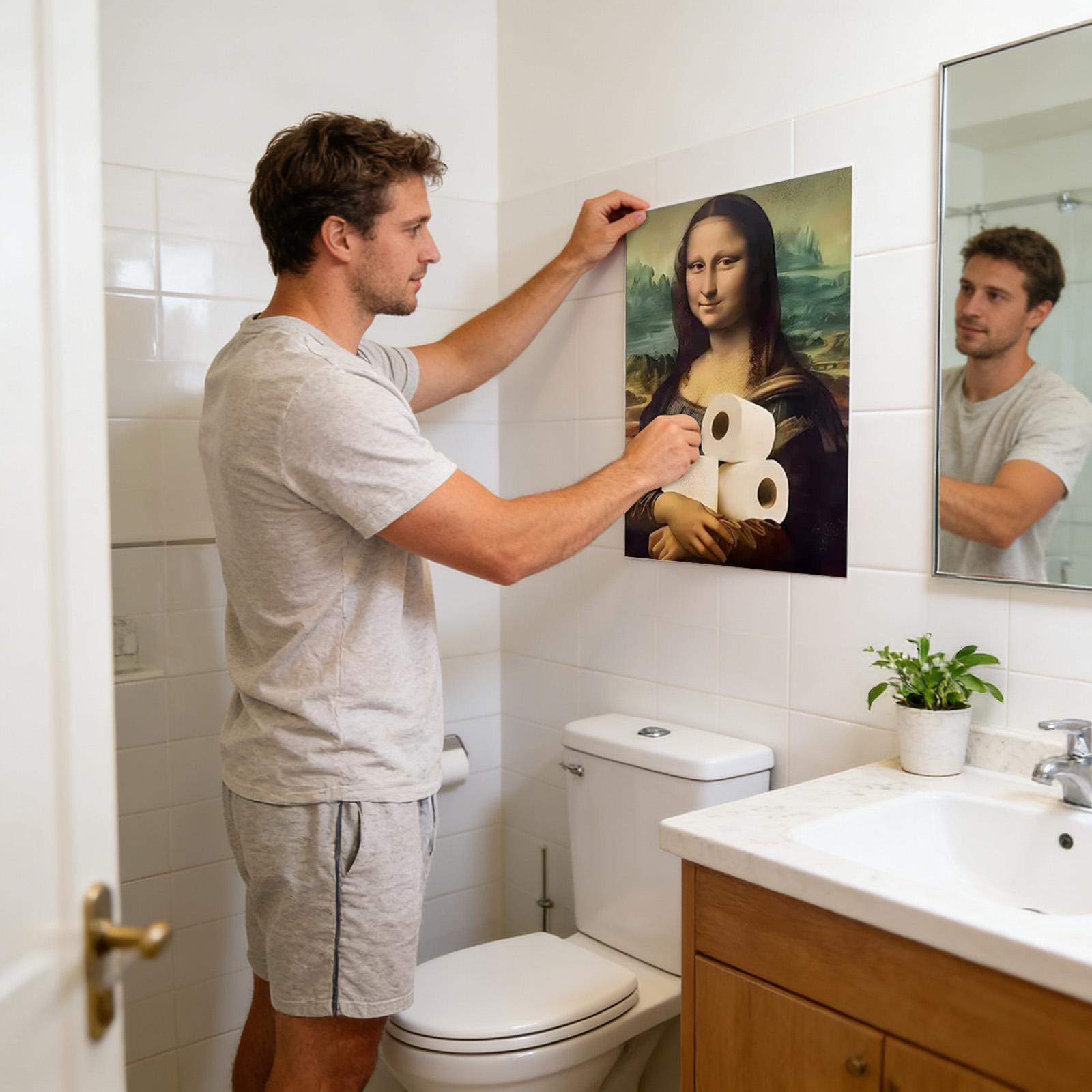 

Lisa Bathroom Art Painting, Lisa Holding A Tissue Poster Image, Humorous And Quirky Fun Home Decor Living Room Wall Art One Size