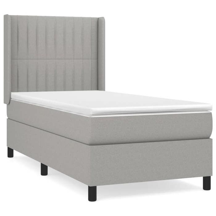 3131561 vidaXL Lit à sommier tapissier avec matelas Gris clair 90x200 cm Tissu