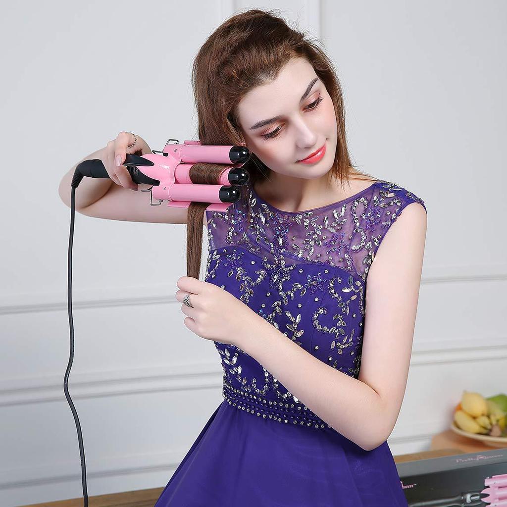 Curling Iron With Vivid And Vogue Triple Barrel Hair Waver Hair Curler