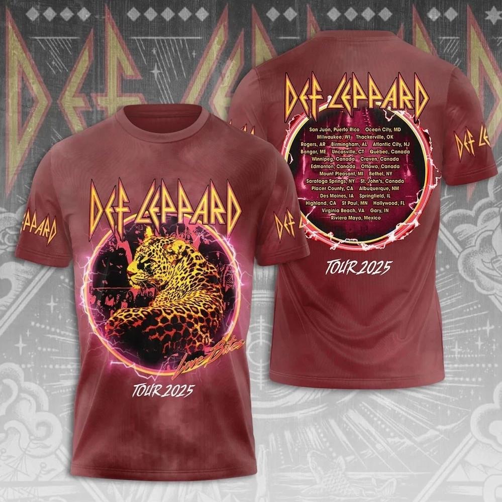 Def Leppard Тур 2025 Ограниченная серия Унисекс Футболка Все размеры S-5XL US1511 Унисекс Футболка XXXL