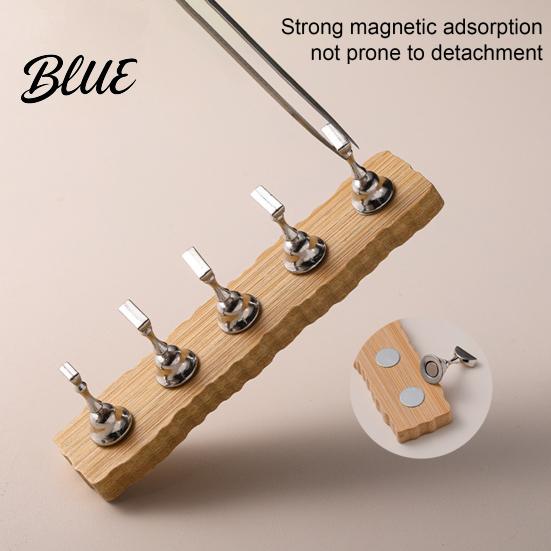 DIY Nail Art Tool Practice Stand with Wooden Base, Magnetic Press-on Holder Acrylic Display for Painting Nails, False Home Salon Manicure