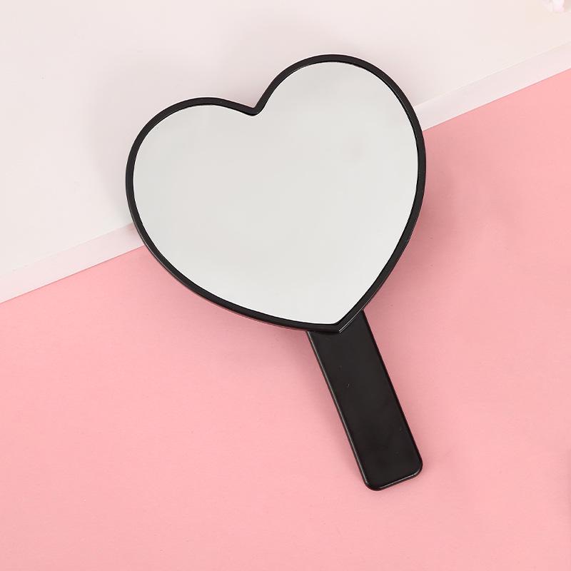 Heart-Shaped Peach Handle Mirror: Cute Handheld Makeup Mirror for Girls, Single-Sided Small Gift