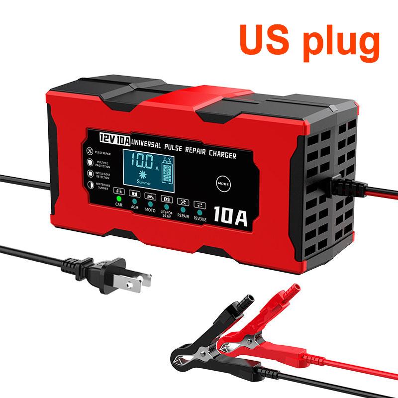 12V 10A Car Battery Charger Smart Battery Charger For Lifepo4 Lead Acid AGM GEL PB Lithium Battery Pulse Repair LCD Display