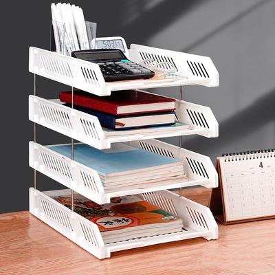 3Layer 4Layer File Tray Home Office Storage File Rack Plastic Document Organizer Archive Storage Box Multi-layer Detachable