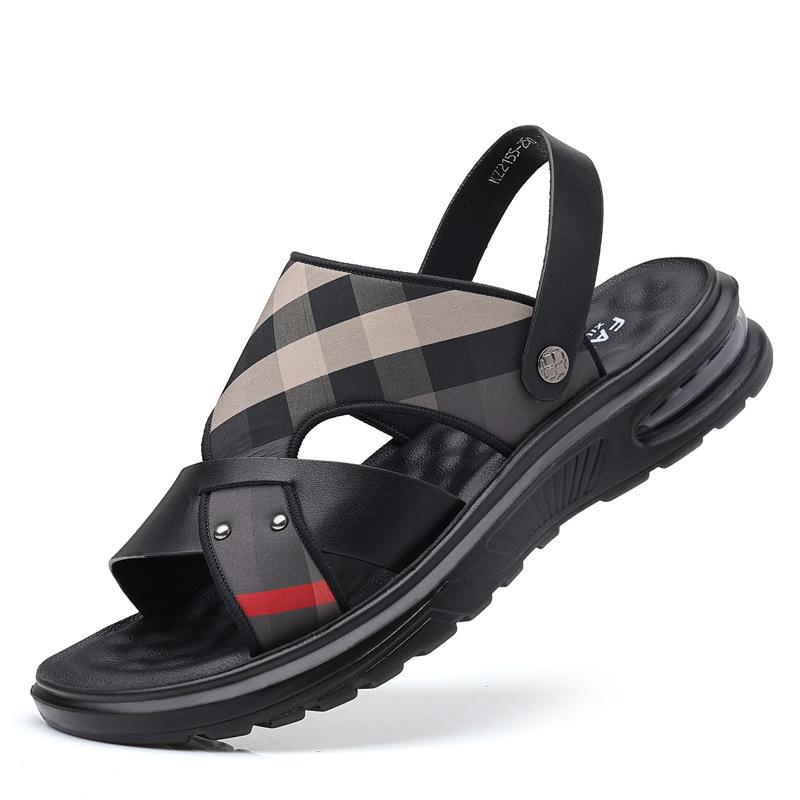 Sandalen Herren Sommer neu Leder Freizeit Strandschuhe Herren rutschfest und verschleißfest Lochschuhe