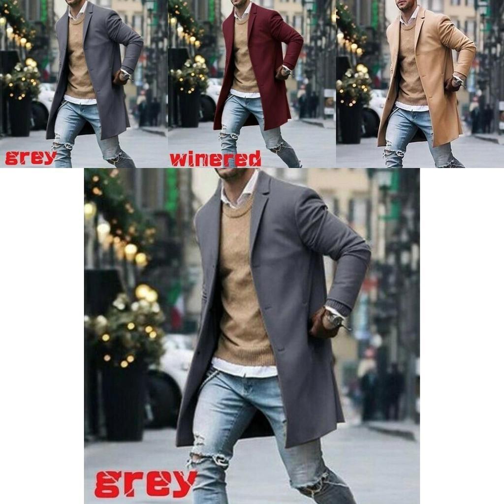 Elegant Men's Lapel Coat Trench Coat With Classic Notched Lapel And Button Up Closure