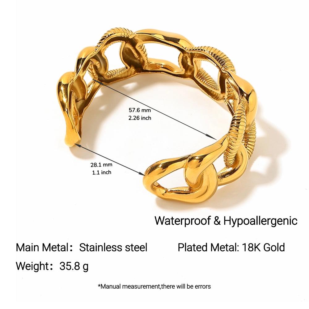 Yingtai Women's Non-fading Oval Colorful Irregular Stainless Titanium Steel Bracelet, Electroplated 18k Gold, European & American Style.