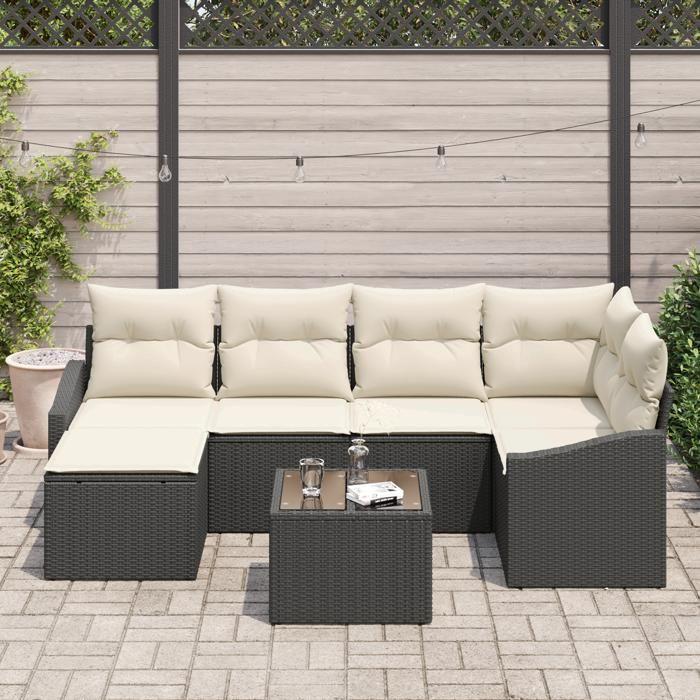 VidaXL Ensemble de Canapés de Jardin 6 Pièces avec Coussins Rotin Poly Marron 3346797