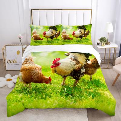 King Size Bedding Set For Adults,Duvet Cover,Print Cock,Hen, Sheep,Cow,hamster,Animal, Poultry,Double Bed Cover With Pillowcases