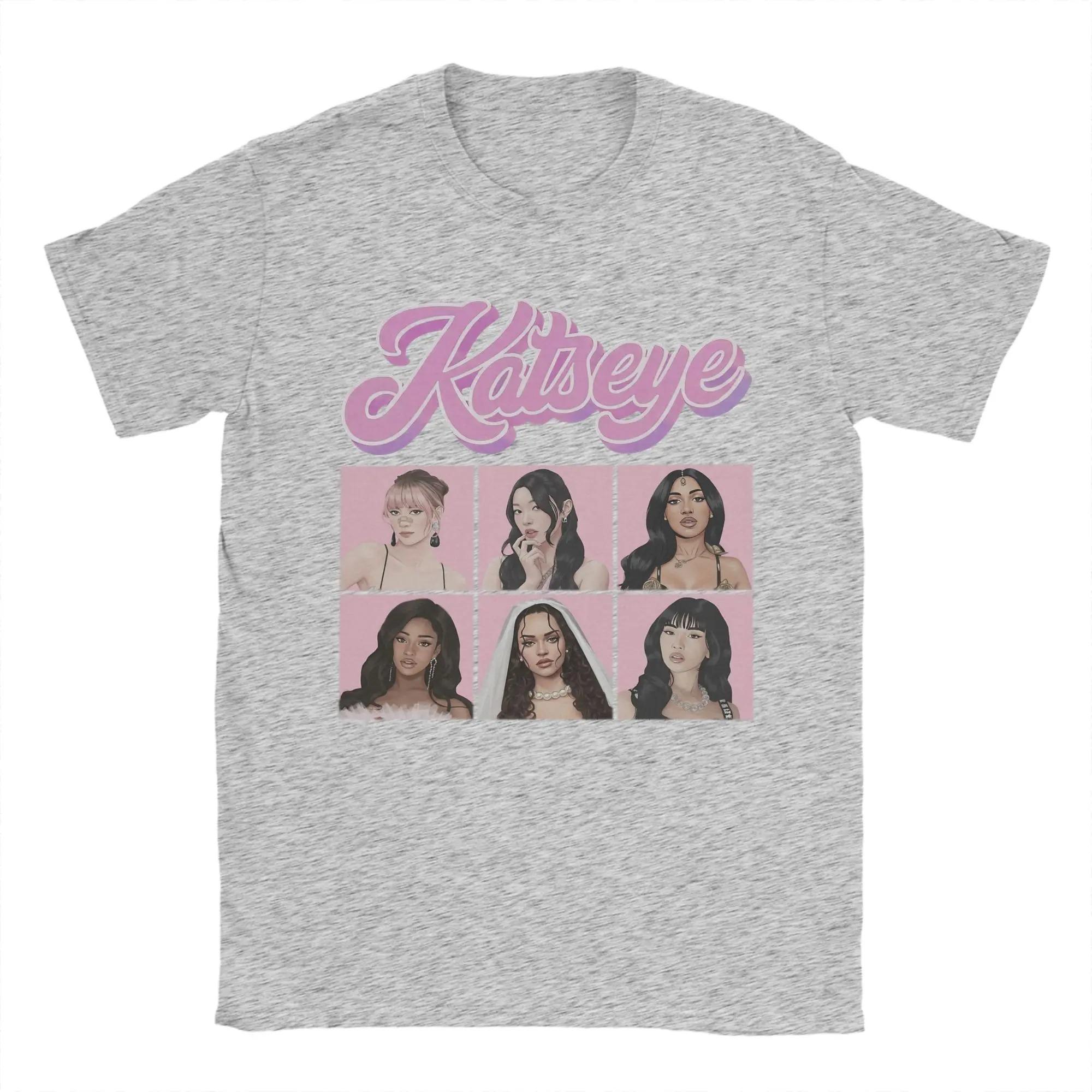 

Katseye Member Portrait Retro T-Shirt, Unisex Global Pop Fan Streetwear Tee, 100% Cotton Casual Short Sleeve Top 4XL бежевий