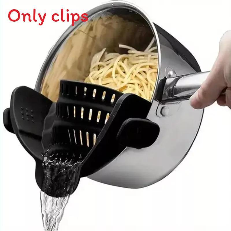 On Strainer Clip Pan Silicone Pot Drainer Fruit Colander Food Kitchen Filter