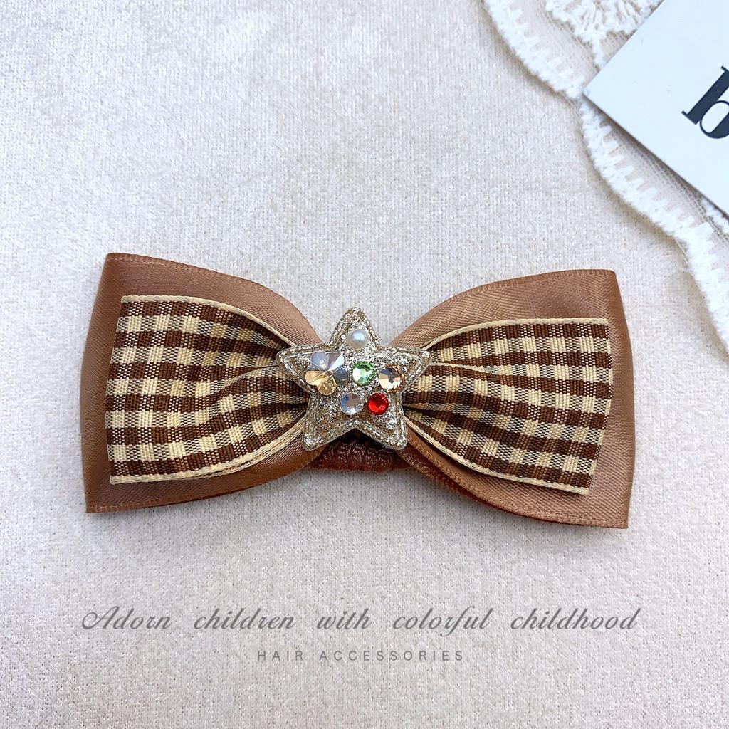 Pet Checkered Dog Hair Clip Coffee BB Clip Hair Accessory Pet Headpiece Yorkshire Diamond Pearl Headpiece Puppy Accessories