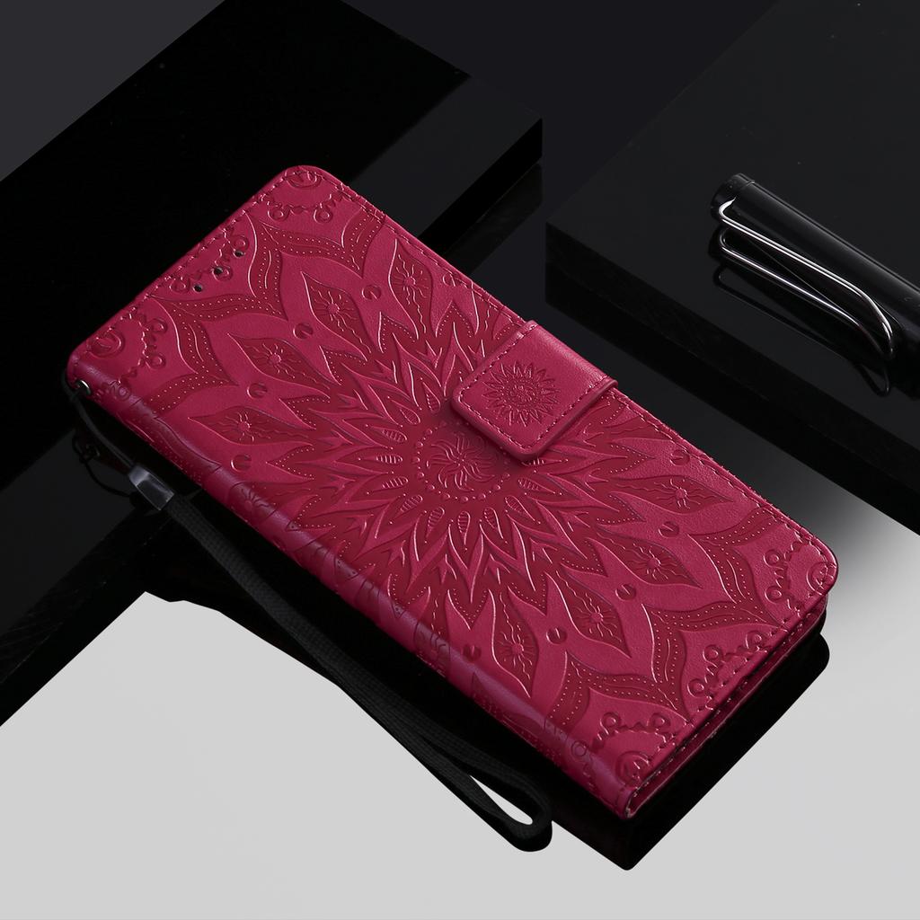 Leather Wallet Flip Case for Apple iPhone 13 14 15 16 16E 17E 17 Pro Max Plus | Mandala Embossed Design Card Holder Protective