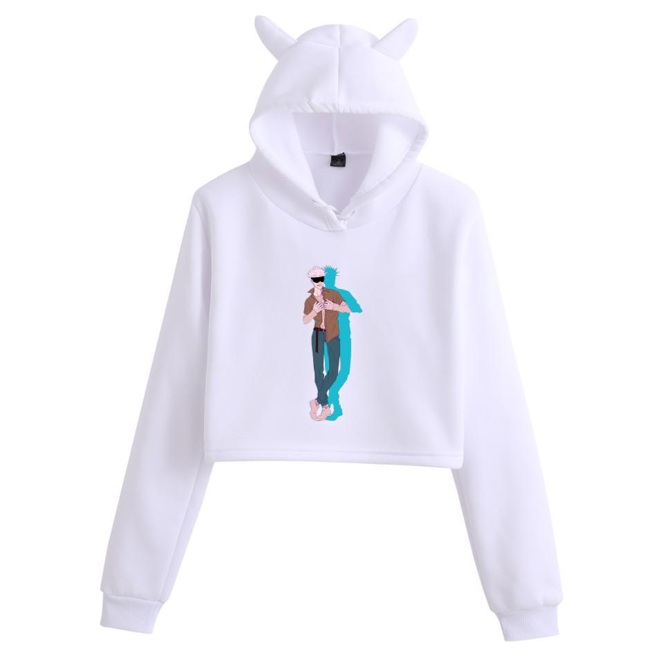 Jujutsu Kaisen Cat Ear Crop Hoodie - Spring Fashion Trend for Girls