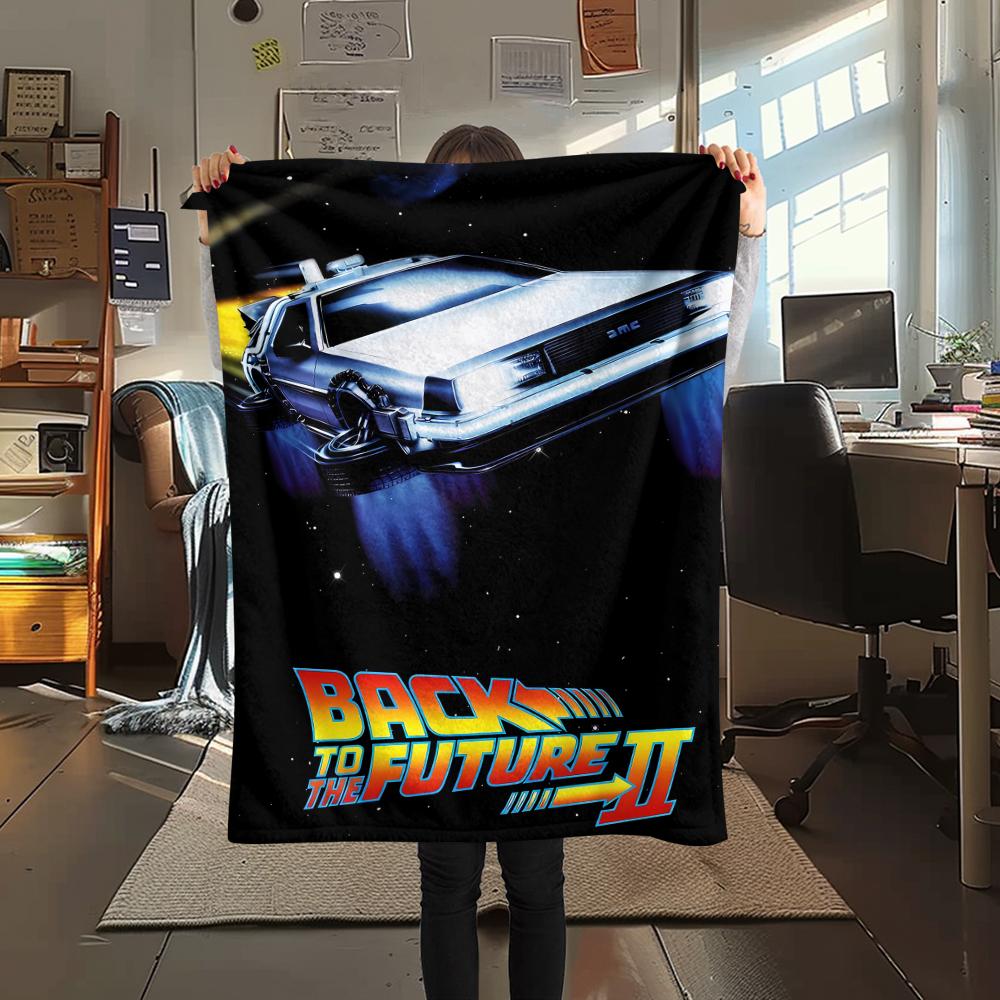 1PC Back To the Future Print Flannel Blanket, High Quality All Seasons, Home Decor, Warmth and Comfort, Perfect for Christmas Gifts