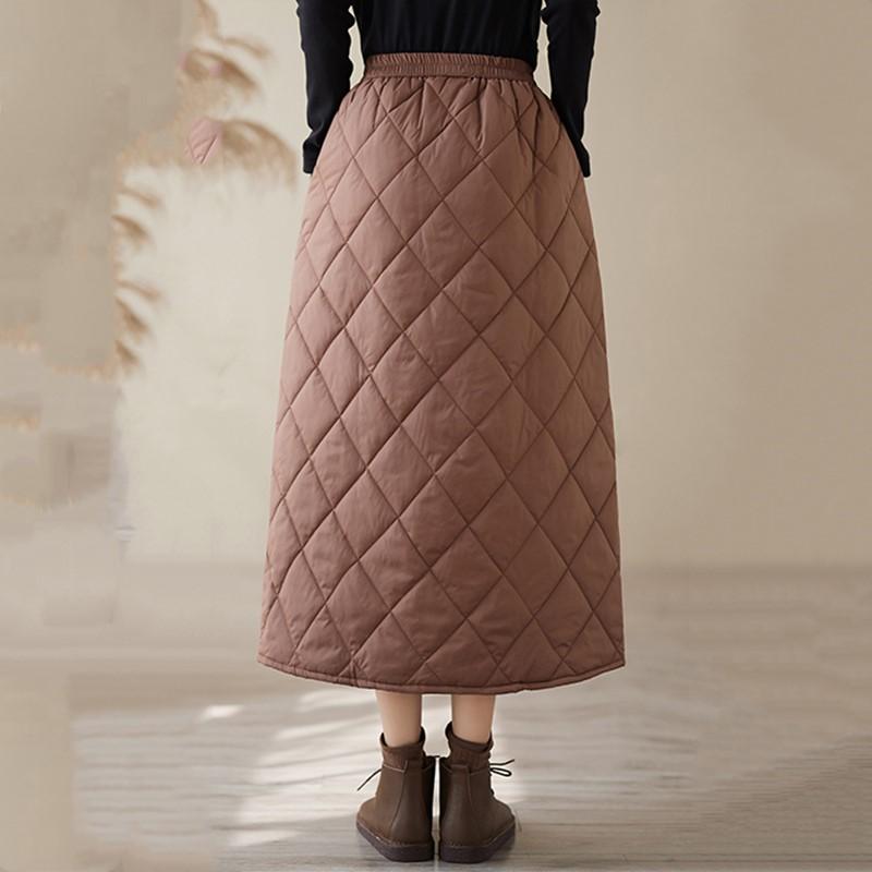 

Хлопковая подкладка большого размера Высокая талия винтажная весна осень зима повседневная свободная длинная женская юбка женская юбка L кофейный
