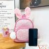 Cute Rabbit Sequined Ear Backpack Pu Material Suitable For Childrens Life Daily