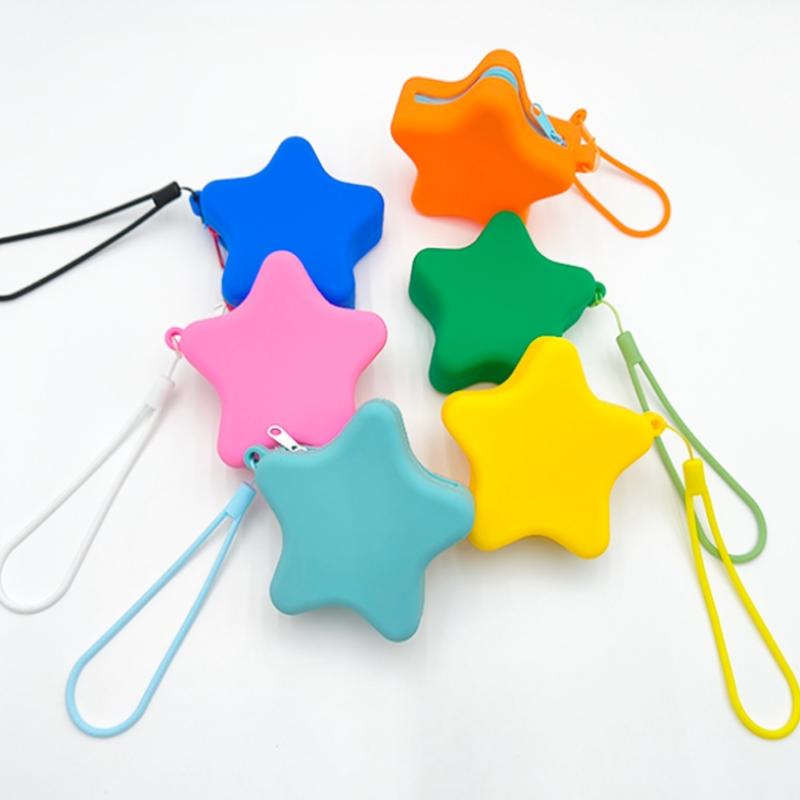 Creative Silicone Coin Purse Portable Zipper Cosmetic Bag Starfish Shape Earphone Bag Women Girls Multifunction Storage Bag