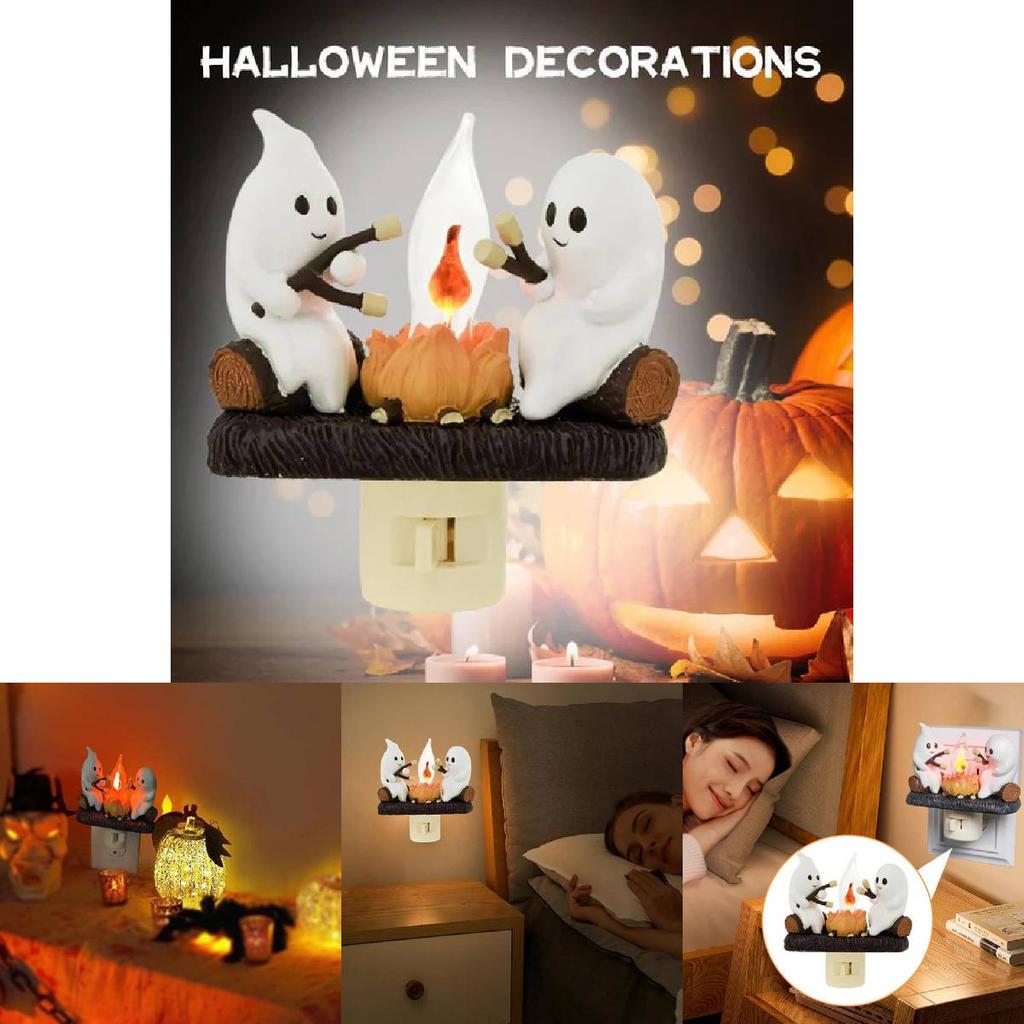 Ghost Campfire Flickering Nightlight Modern Minimalist Halloween Decor For Spooky Atmosphere