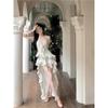 French ruffle edge irregular suspender dress fairy summer temperament high sense seaside vacation beach dress