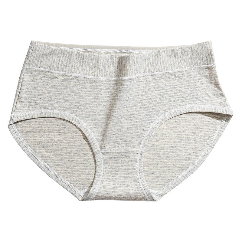 Female Summer Striped Cotton Pure Cotton Crotch Antibacterial Abdominal Lift Hip Breathable High Waist Briefs
