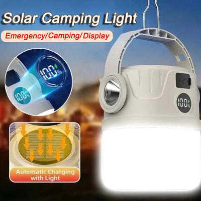 Mini Portable Solar Camping Light with Output with Side Lights Beige Tent Lamp Bright LED Hanging Lights Travel