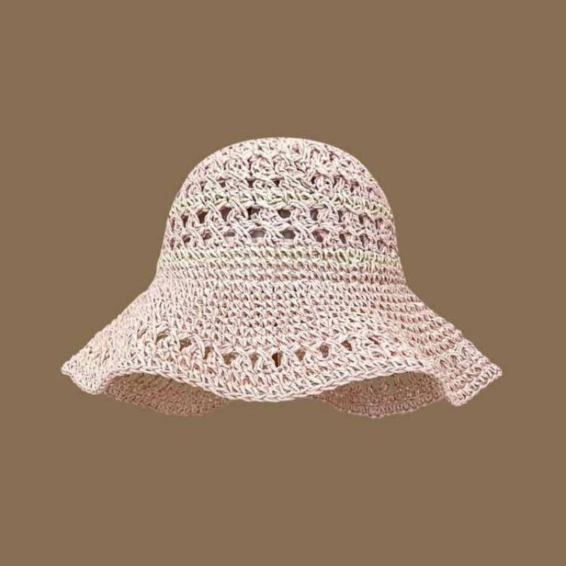 Summer Hats For Women Striped Hollow Sun Hat Foldable Sunshade Fisherman Cap Bucket Hat Seaside Travel Sunhat Beach Accessories