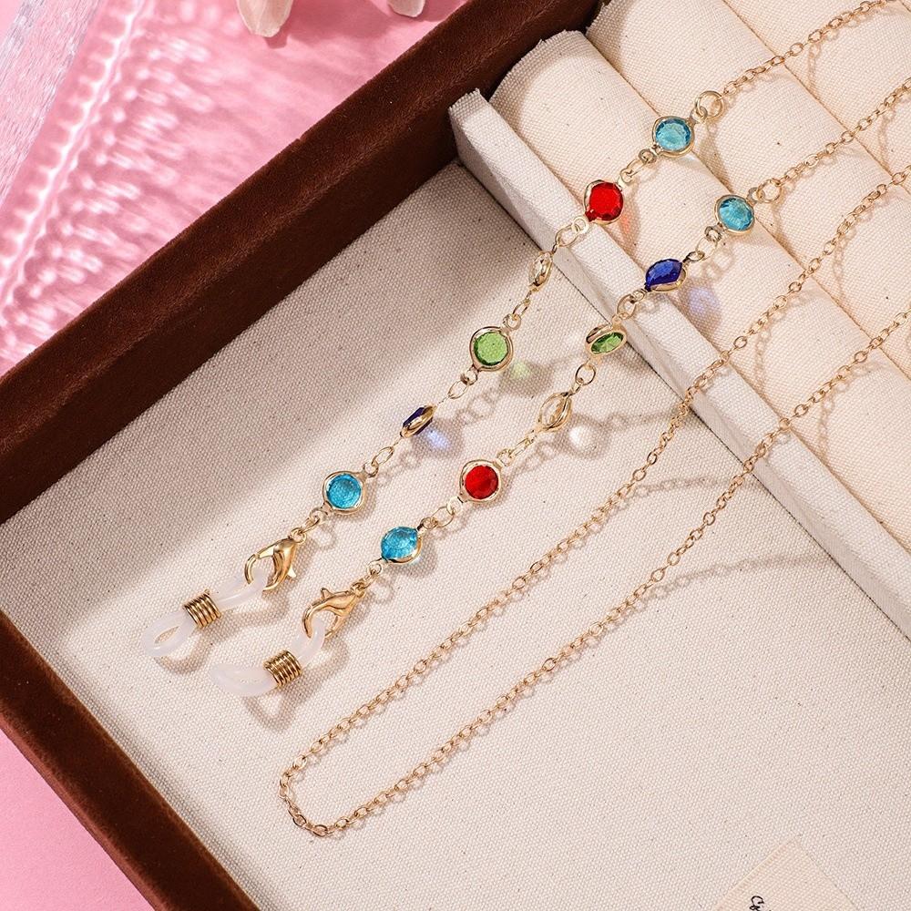 

Necklace Style Colorful Crystal Beads Eyeglass Holder Multicolor Anti Drop Glasses Chain Nonslip Eyeglasses Strap Women Men
