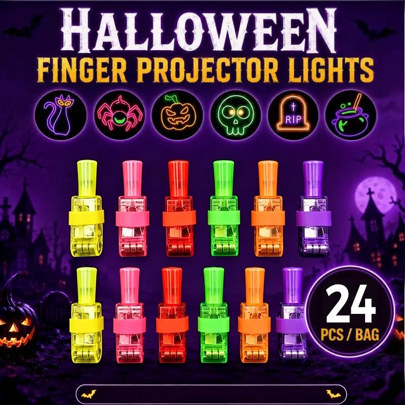 24Pcs Halloween Led Finger Lights Neon Party Favors Glow In The Dark Rave Party Supplies Goodie Bag Stuffers Box Prizes