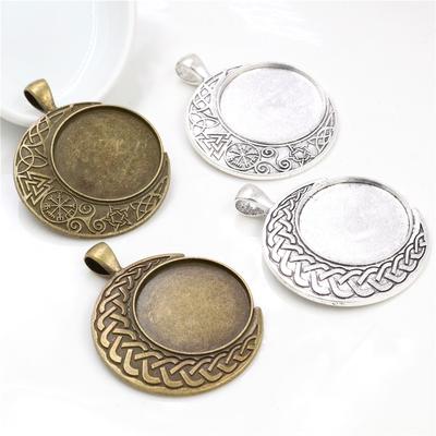 Neue Mode 5 Stück 25mm Innenmaß Antik Silber Platin und Bronze Barock Stil Cabochon Basis Fassung Anhänger