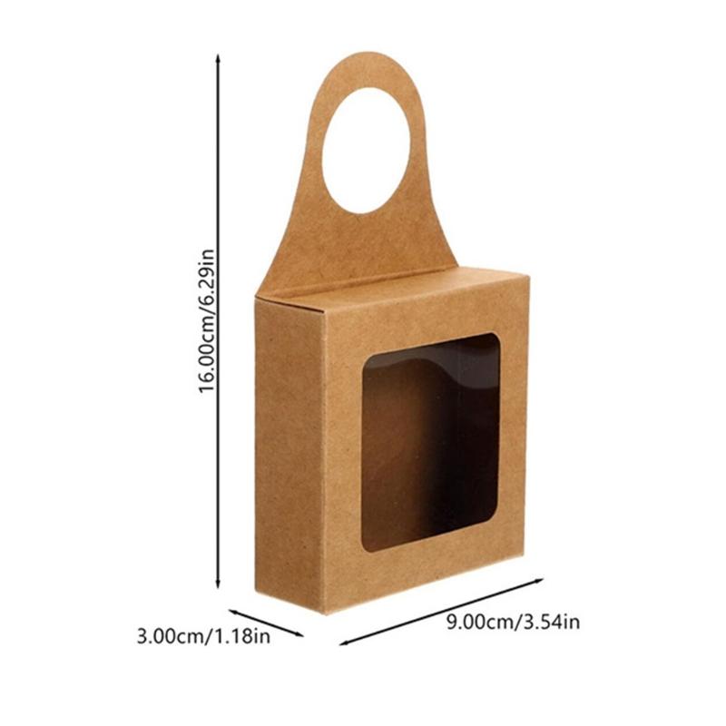 Practical Kraft Paper  Gift Box with Window Display and Carrying Hook Stylish Candy Cookie Packaging Bags