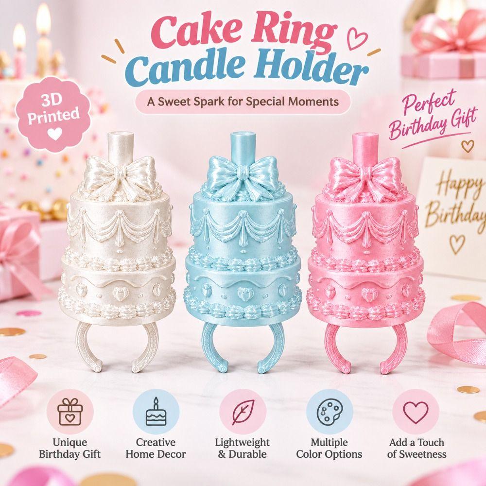 Plastic Finger Ring Candle Stand Silk Finish Birthday Cake Ring Topper Celebration