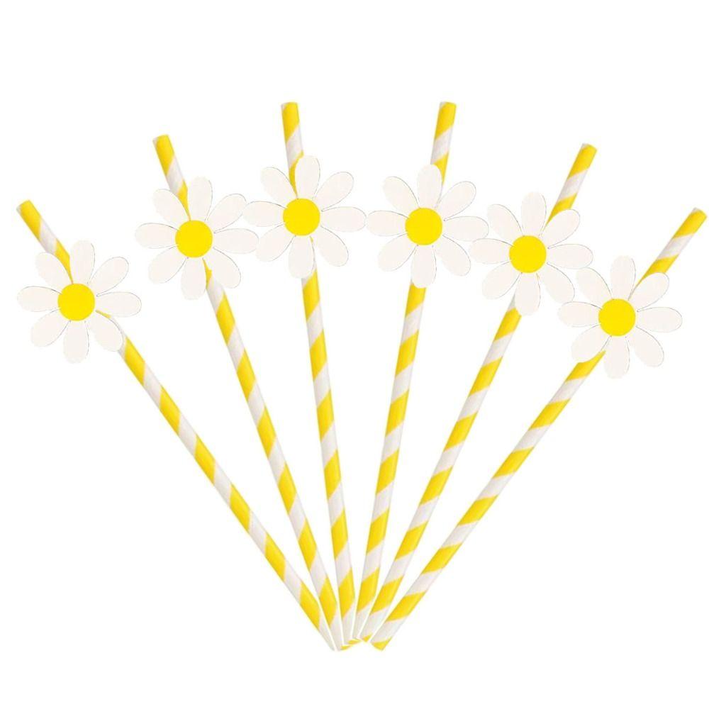20pcs Eco Friendly Disposable Straws Paper Drinking Straw Party Supplies Daisy Straws  Wedding