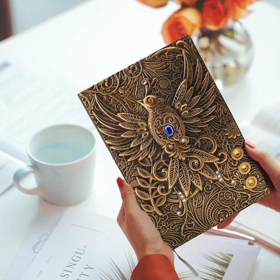 Invite 3D Phoenix Bronze Dnd  Leather Journal Writing Notebook With  Handmade Leather Diary,Travel  To Write In,Diary Gift For Men Women