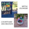 3D Flowers Garden Stake Decorations Metal Floral Stake Outdoor Yard Lawn Ornament Flowerpots Stick Ground Insert Garden